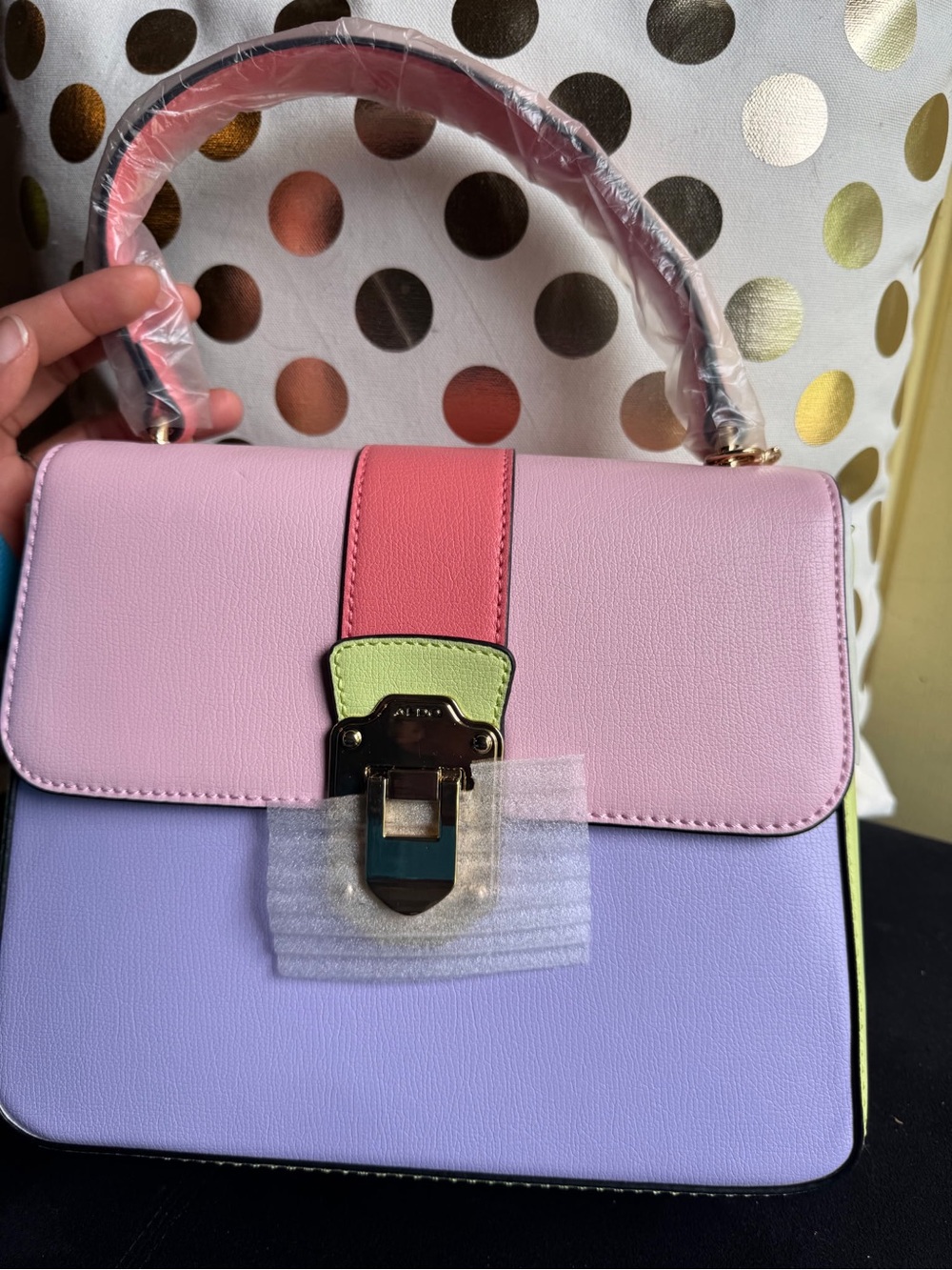 Aldo Pastel Colorblock Top-Handle Satchel - Pink, Lavender & Coral